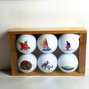 Unique Impressions  Portland Oregon USA NEW gift set wooden box 6 golf balls